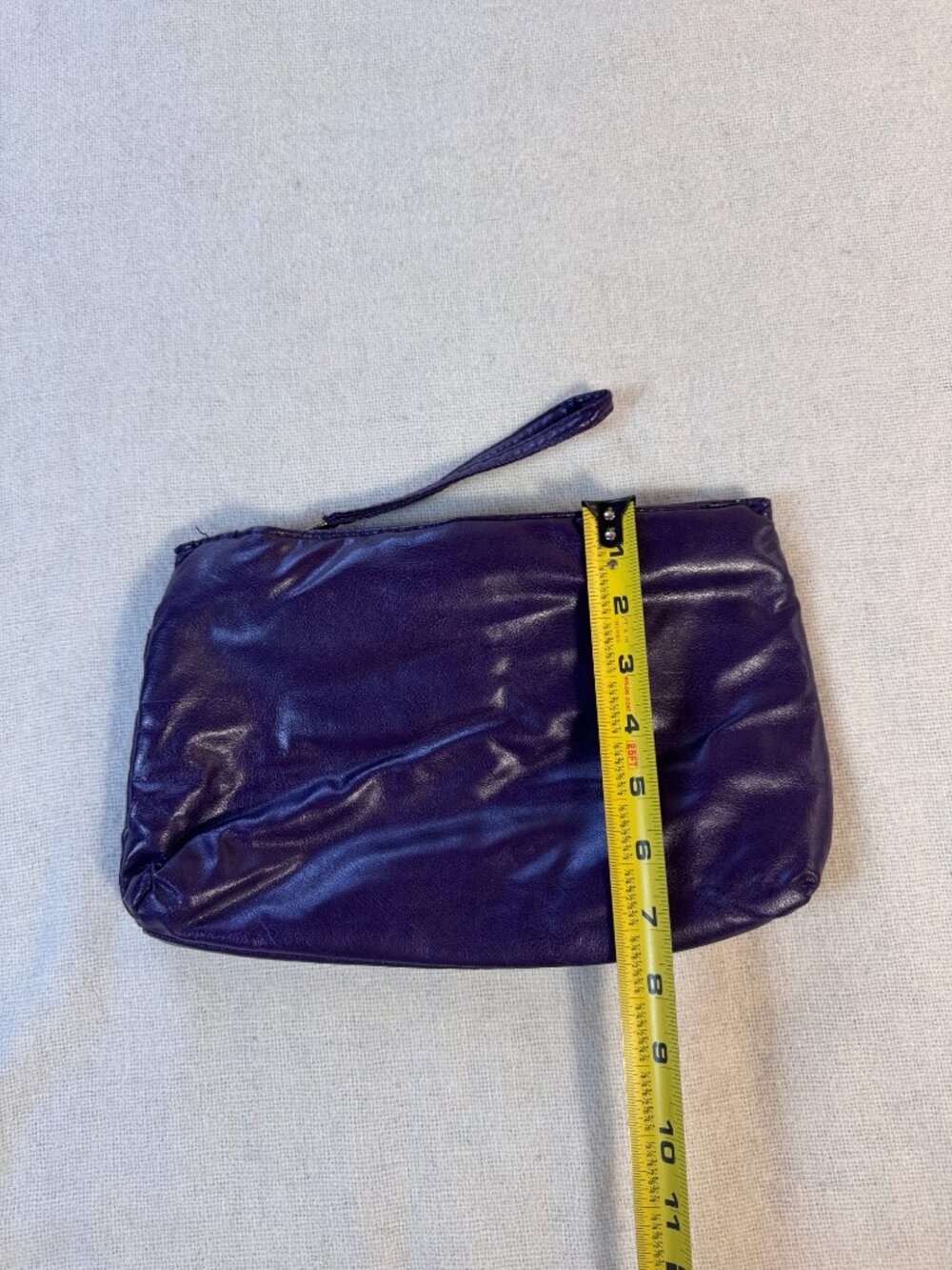 Vintage 1980s Purple Faux Leather Bow Clutch Wristlet - Picture 5 of 6